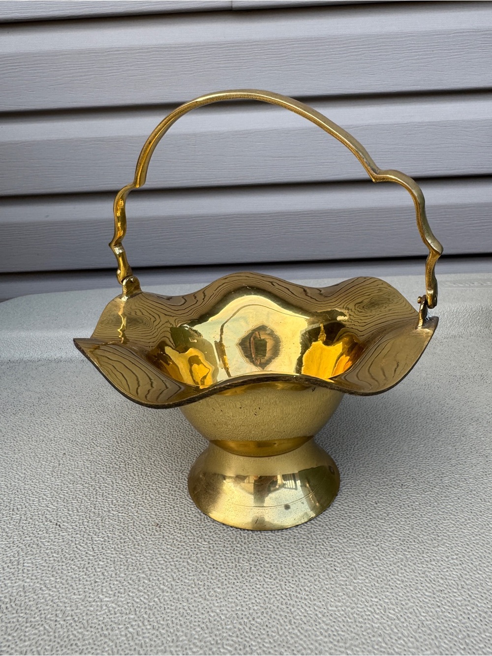 Brass Decorative Basket with Handle